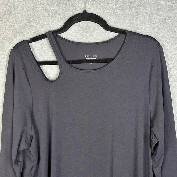 Athleta Top Womens Extra Large Black Move With Ease Asymmetrical Long Sleeve Gym - Picture 3 of 13